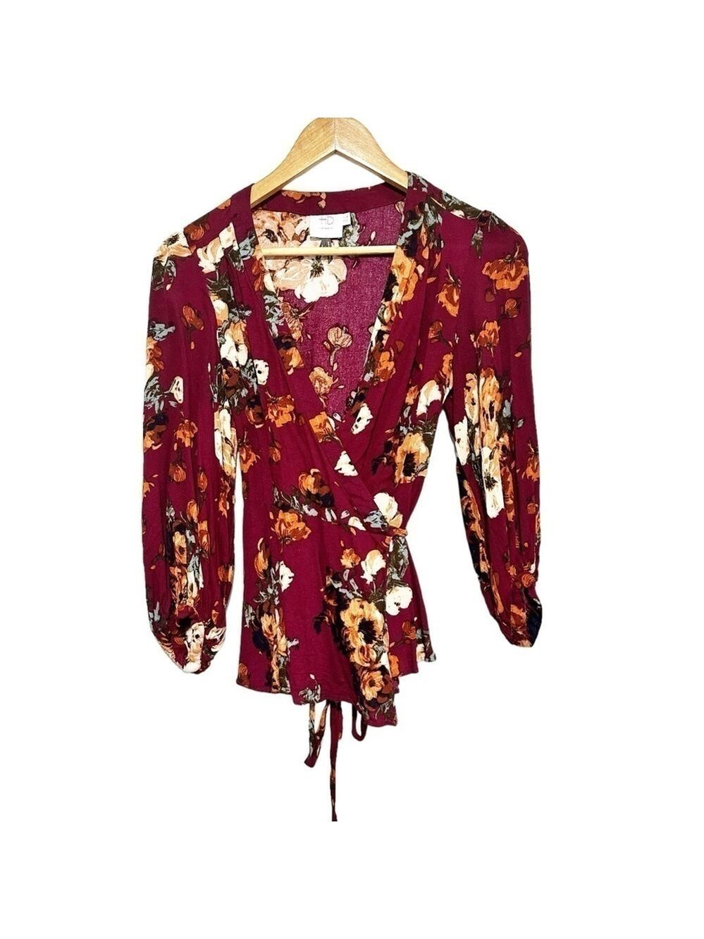Anthropologie HD in Paris Gail Wrap Blouse Floral Top Deep V Neckline Size US 6 - Picture 3 of 12